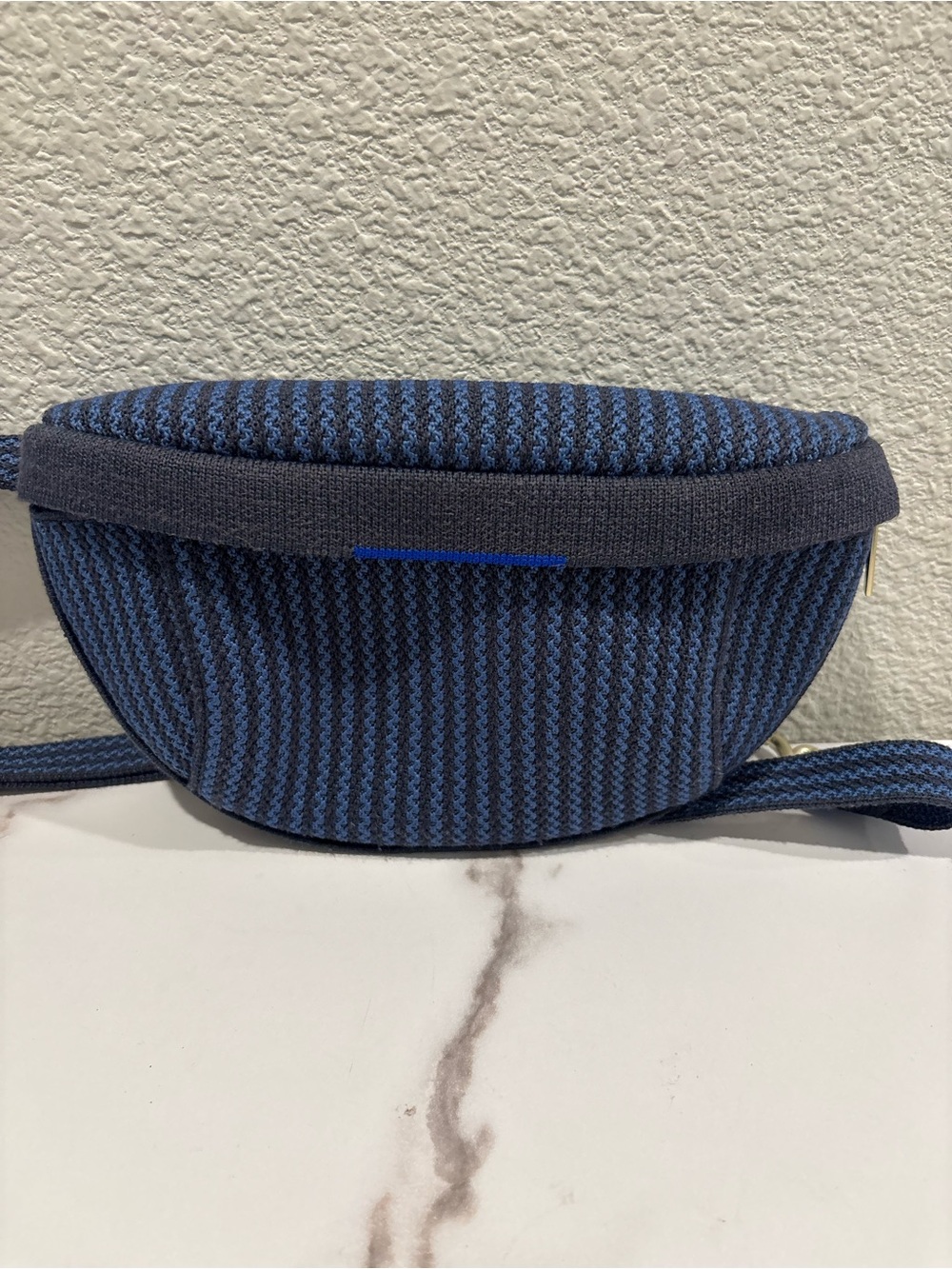 Rothy's Navy and Royal Blue Woven Mini Crossbody Belt Bag - Picture 4 of 9